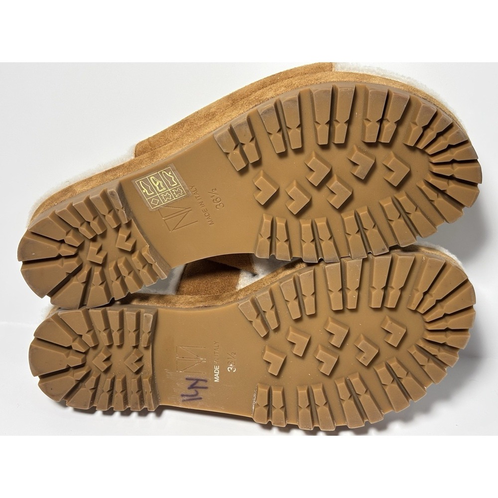 Tamara Mellon Shearling Slide Sandals Brown Suede Italy Lug Sole Women 36.5 - Picture 7 of 10